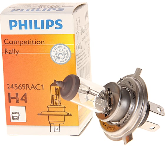 Изображение товара Автолампа PHILIPS H4, 100, 90 P43t-38 RALLY 24V 10,100 HIT 24569RAC1