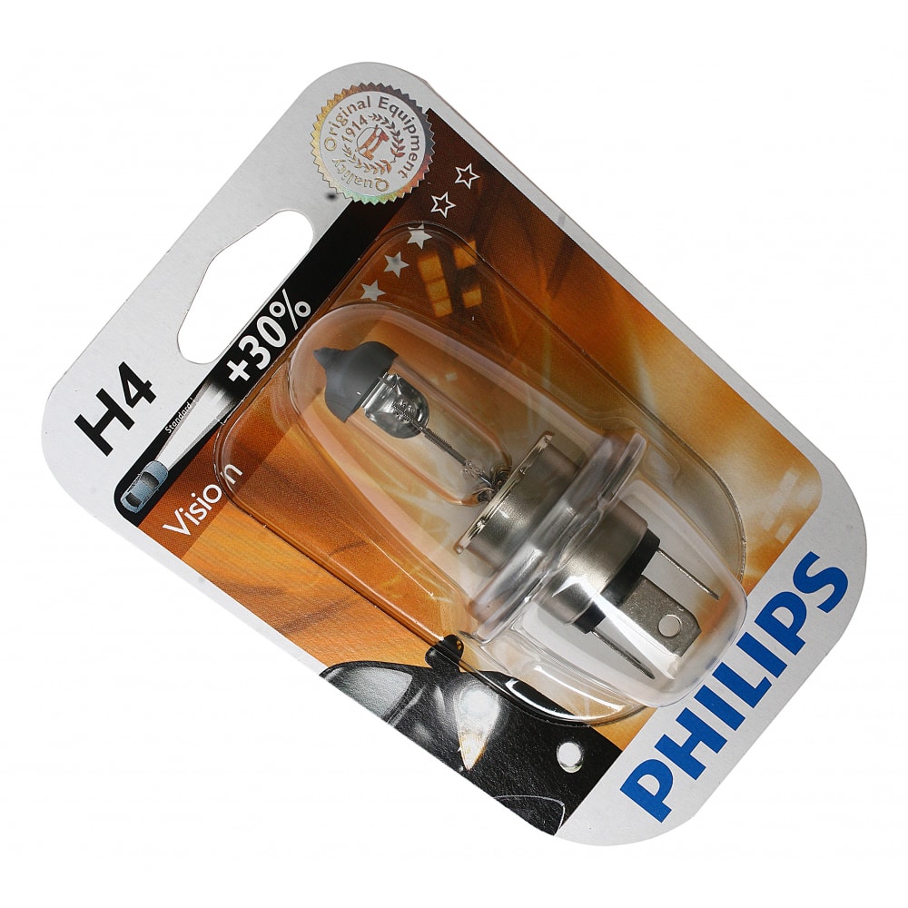 фото Автолампа philips h4, 60, 55 p43t-38+30% 12v 1,10 12342prb1