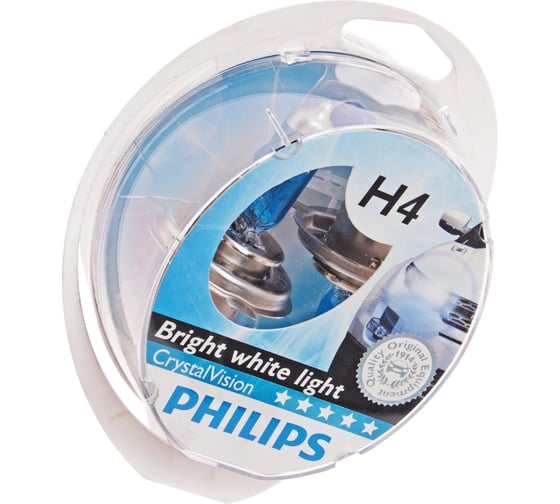 Изображение товара Автолампа PHILIPS H4, 60, 55 P43t-38 CRISTAL VISION 4300K 2 шт.+2 шт. W5W 12V 1,5,30 HIT 12342CVSM