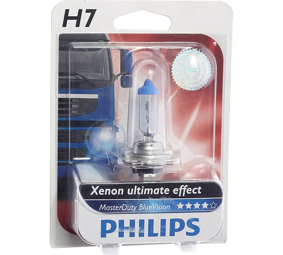 Изображение товара Автолампа PHILIPS H7, 70 PX26d MASTER DUTY BLUE VISION 24V 1,10,100 13972MDBVB1