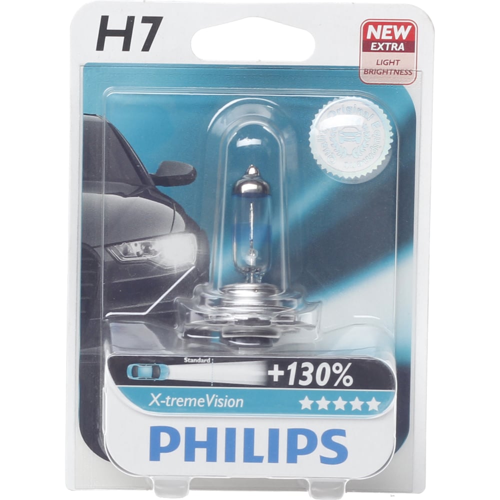 фото Автолампа philips h7, 55 px26d+130% x-treme vision plus 12v 1,10 12972xv+b1