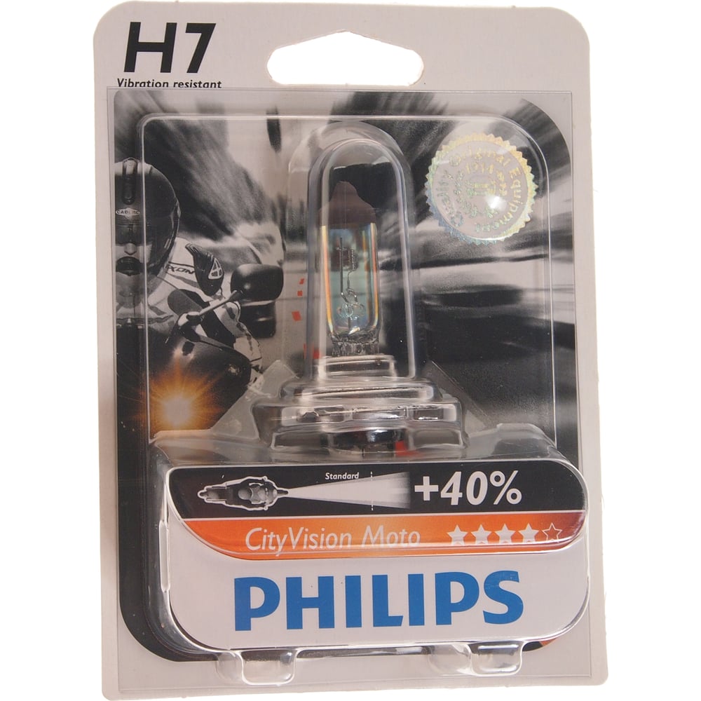 фото Автолампа philips h7, 55 px26d+40% city vision moto 12v 1,10 12972ctvbw