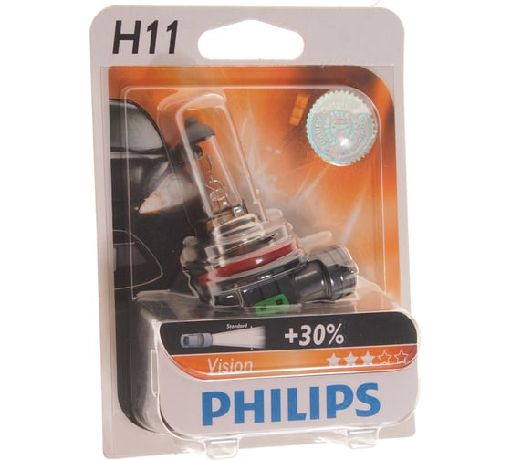 Изображение товара Автолампа PHILIPS H11 55 PGJ19-2+30 12V ,1,10,50 12362PRB1