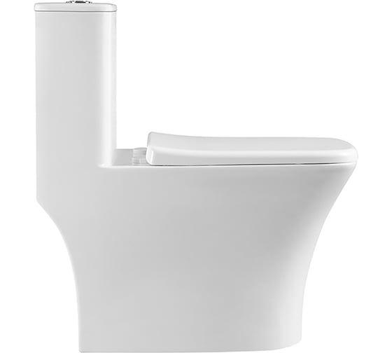 Изображение товара Напольный унитаз моноблок Azario Teano горизонтальный слив, сиденье дюропласт микролифт 695x370x740 00079073