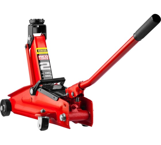 Изображение товара Гидравлический подкатной домкрат STAYER "RED FORCE", 2т, 130-350мм, в кейсе, 43153-2-K