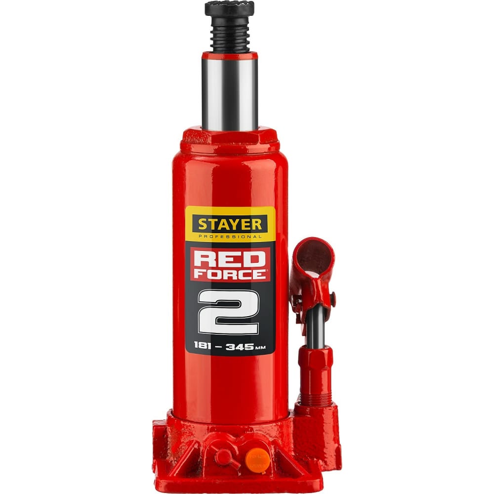 фото Гидравлический бутылочный домкрат stayer red force, 2т, 181-345 мм, 43160-2 43160-2_z01