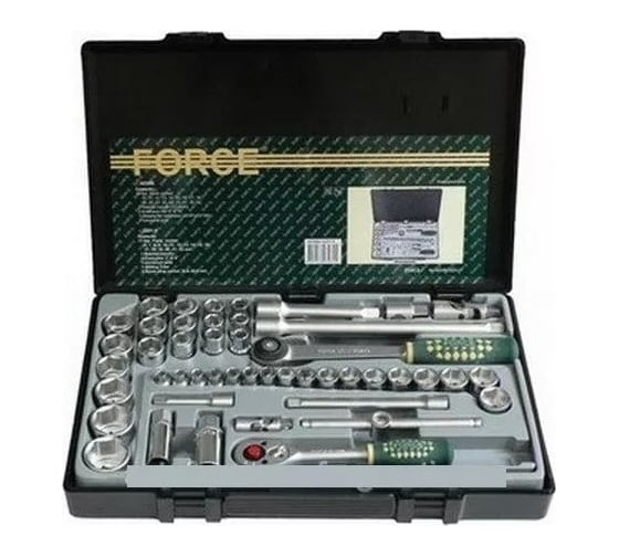 Изображение товара Набор комбинированных 6-ти гранных головок 1/2""10-32 мм и 3/8"6-22 мм с приспособлениями в кейсе FORCE 4234B+3251-5