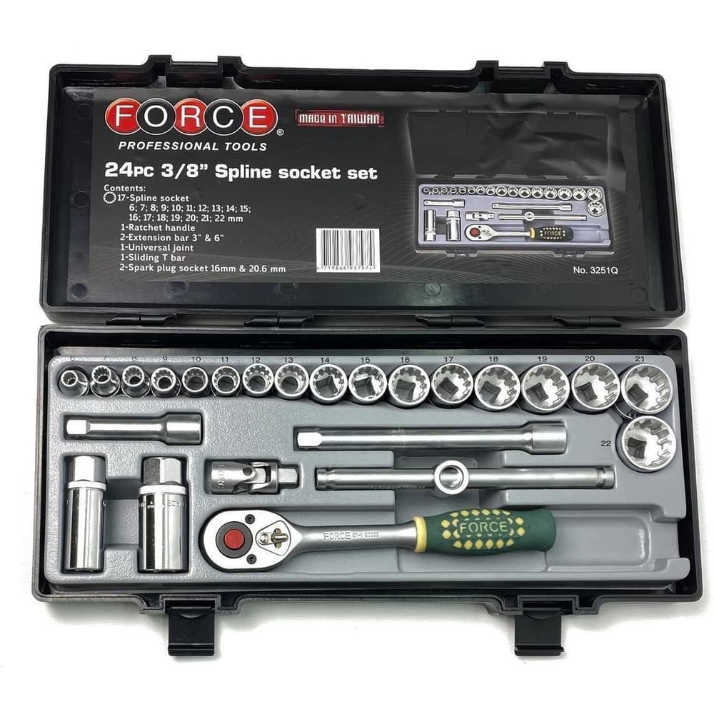 Изображение товара Набор универсальных головок FORCE 3251Q 26 шт в кейсе профессиональный