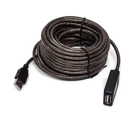 Изображение товара Интерфейсный кабель Filum usb 2,0 10 м, usb 2,0, черный, разъемы: usb a male-usb a female, пакет FL-C-U2-AM-AF-10M