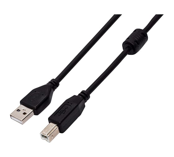 Изображение товара Интерфейсный кабель Filum usb 2,0 1,8 м, usb 2,0 pro, ферритовое кольцо, черный, разъемы: usb a male-usb b male, пакет FL-CPro-U2-AM-BM-F1-1,8M