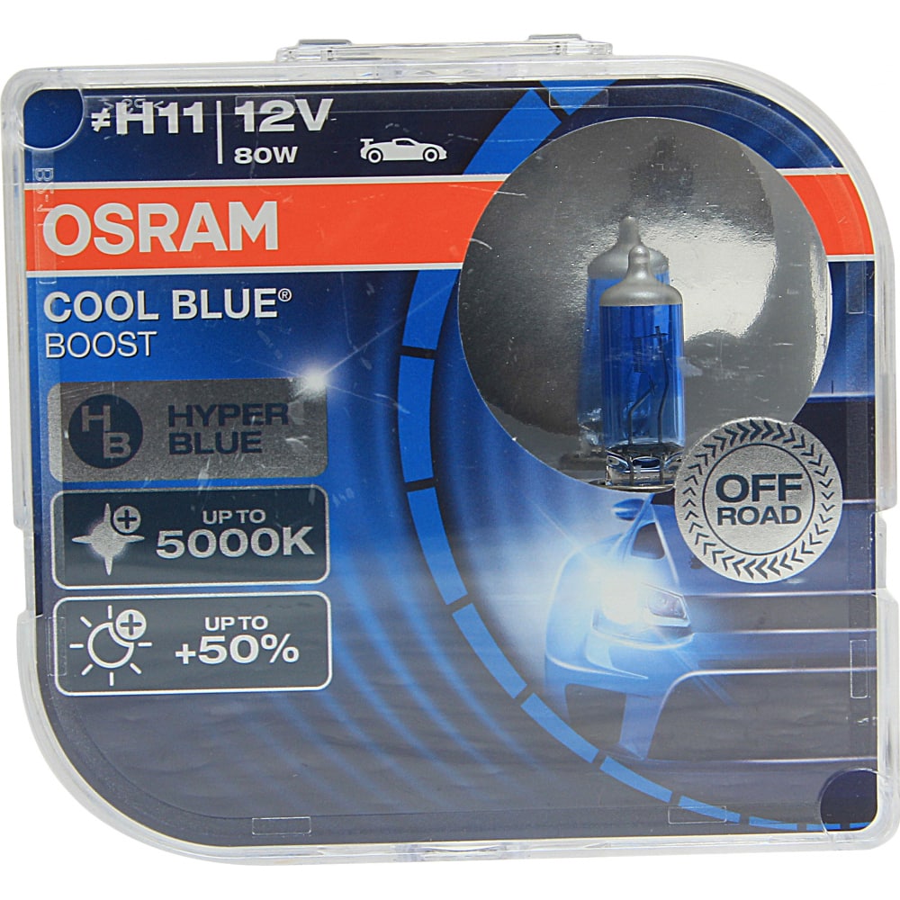 фото Автолампа osram h11 80 pgj19-2 +50% blue boost 5000k, 2шт 12v, 1, 10 62211cbb-hcb