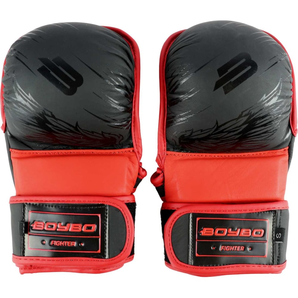 Изображение товара Перчатки ММА Boybo Wings черно-красные размер M натуральная кожа