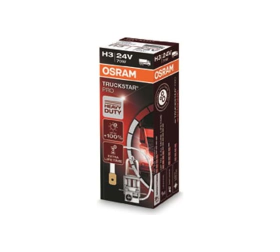 Изображение товара Автолампа Osram H3 70 PK22s +100 TRUCKSTAR PRO 24V ,10,100 64156TSP
