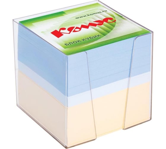 Изображение товара Блок для записей в подставке Комус 9x9х9 см, цветной, 80-100 г 154934