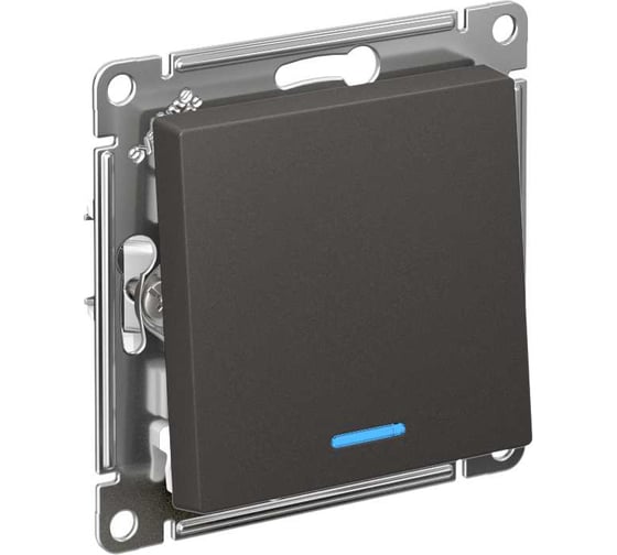 Изображение товара 1-клавишный выключатель Systeme Electric Atlasdesign базальт с подсветкой, сх.1а, 10ах, механизм ATN001413