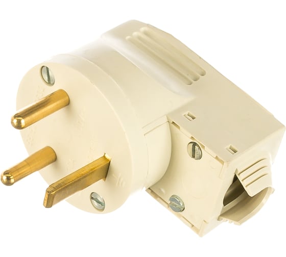 Изображение товара Силовая вилка Legrand 2К+З 20А выход кабеля сбоку, слоновая кость 55152 055152