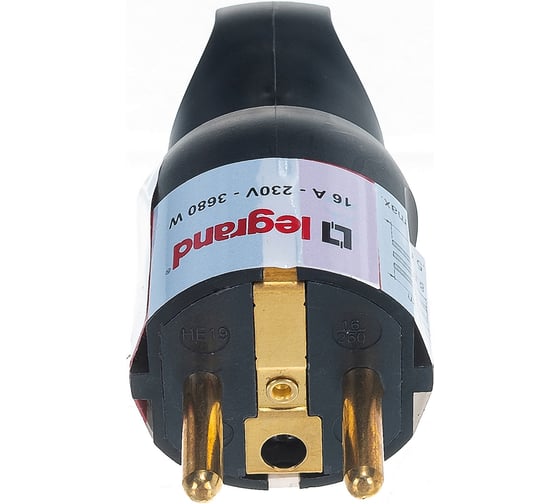 Изображение товара Вилка Legrand 2К+3 серия Элиум 16 А с кольцом пластик винтовой зажим чёрный 050194