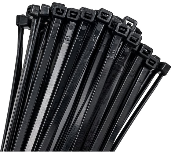 Изображение товара Кабельный хомут ITK хкн 3.6x250 мм, нейлон, черный, 100 шт. HKB-W36-L250