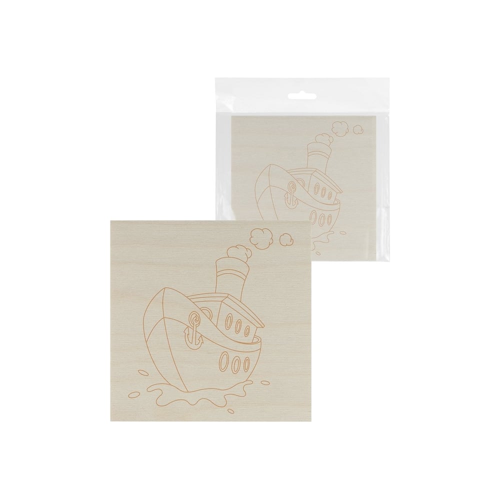 Изображение товара Доска для выжигания TDM Кораблик 150x150 мм с рисунком