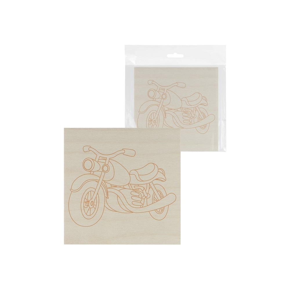 Изображение товара Доска для выжигания TDM Мотоцикл 150x150 мм с рисунком фанера