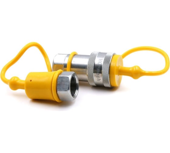 Изображение товара Быстроразъемное гидравлическое соединение HQ-Mech ISO 7241-A конический клапан, БРС M+F, сталь, вн. резьба M22х1.5, желтый УТ000002780