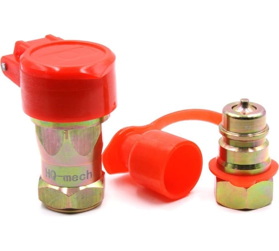 Изображение товара Быстроразъемное гидравлическое соединение HQ-Mech ISO 7241-A конический клапан, БРС M+F, сталь, вн. резьба M16х1.5, красный УТ000002787