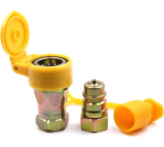 Изображение товара Быстроразъемное гидравлическое соединение HQ-Mech ISO 7241-A конический клапан, БРС M+F, сталь, вн. M16х1.5, желтый УТ000002786