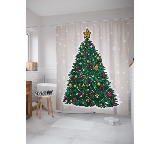 Изображение товара Штора для ванной JOYARTY "Ёлочка нарядная" sc_427885