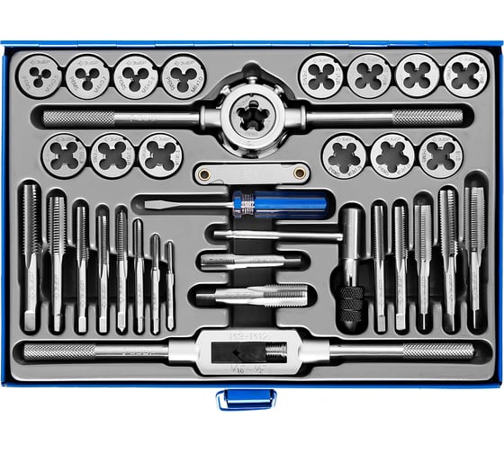 Изображение товара Набор метчиков и плашек Зубр ПРОФЕССИОНАЛ сталь Р6М5, 35 предметов 28110-H35