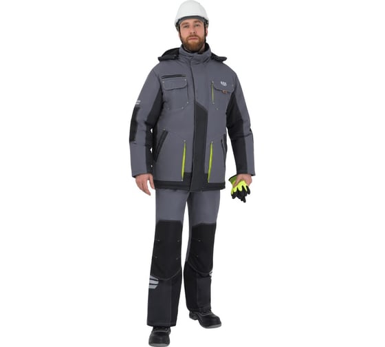 Изображение товара Утеплённая куртка iForm ЭДВАНС, серый-т.серый-лимонная отделка, р. 104-108, рост 170-176 Кур 662/104/170