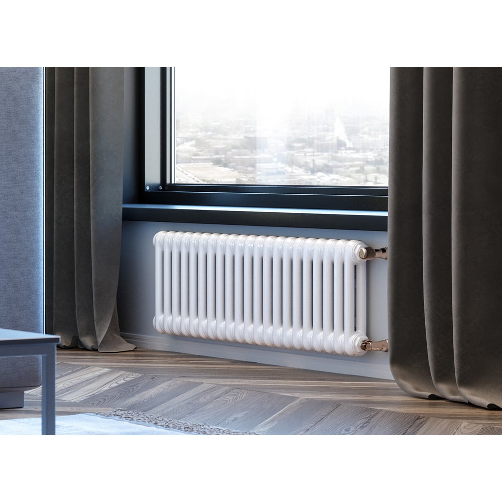 Изображение товара Трубчатый радиатор GUARDO PILON двухтрубный 400 мм, 1554 мм, 34 секции, белый