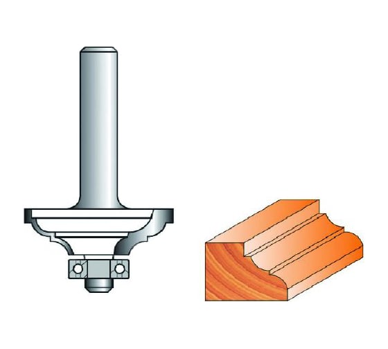 Изображение товара Фреза кромочная фигурная с нижним подшипником стф-2103 40х12 мм, R6 мм, хв-к 8 мм Strong стф-21030040