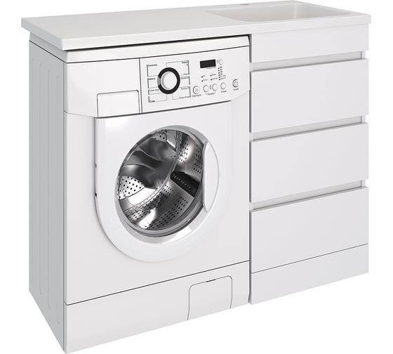 Изображение товара Тумба EMMY Джерси к умывальнику Камилла 1100 над стиральной машиной, 3 ящика 310112