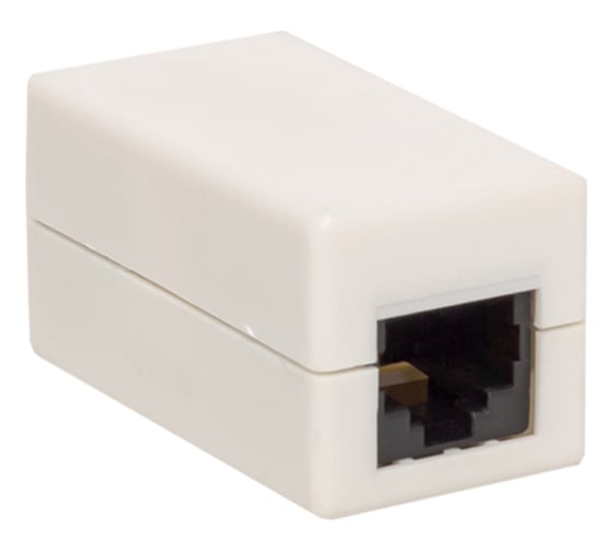 Изображение товара Проходной неэкранированный адаптер EKF TERACOM Cat.5E, RJ45-RJ45, белый TRC-INLC-2RJ45-5EUTP-WH