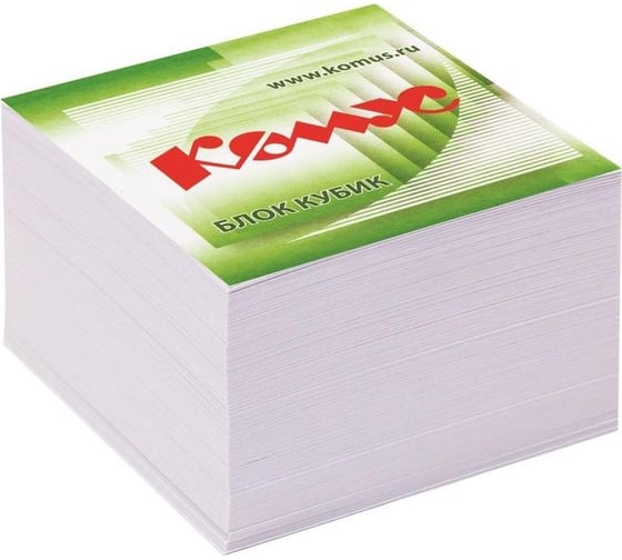 Изображение товара Блок для записей на склейке Комус 9x9х5 см, белый, 100 г 154939