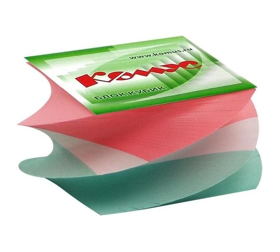 Изображение товара Блок для записей на склейке Комус спиралевидный, 8x8х5 см, цветной, 80 г 154943