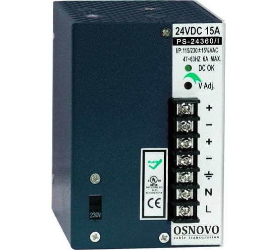 Изображение товара Промышленный блок питания OSNOVO PS-24360/I sct0969