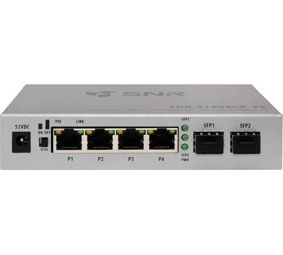 Изображение товара Неуправляемый POE коммутатор SNR SNR-S1904GP-2S