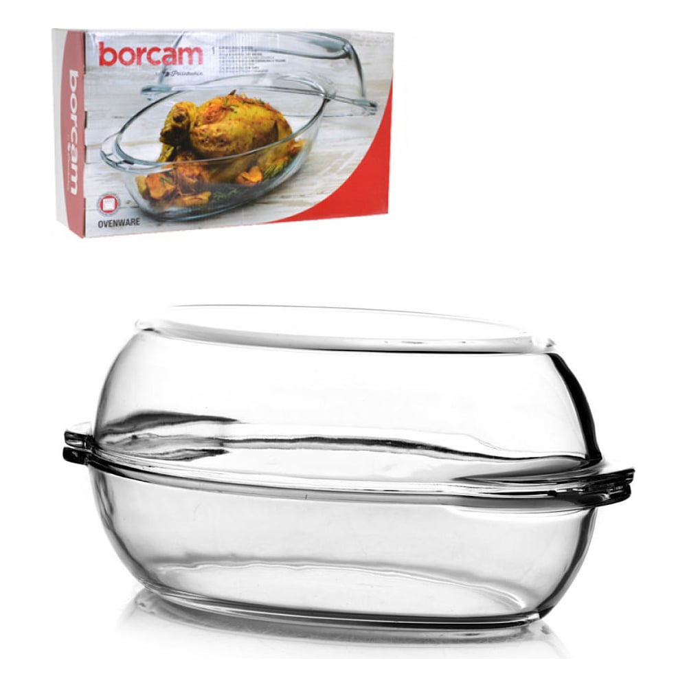 Изображение товара Овальный стеклянный лоток с крышкой Pasabahce 2850 мл для выпечки и хранения