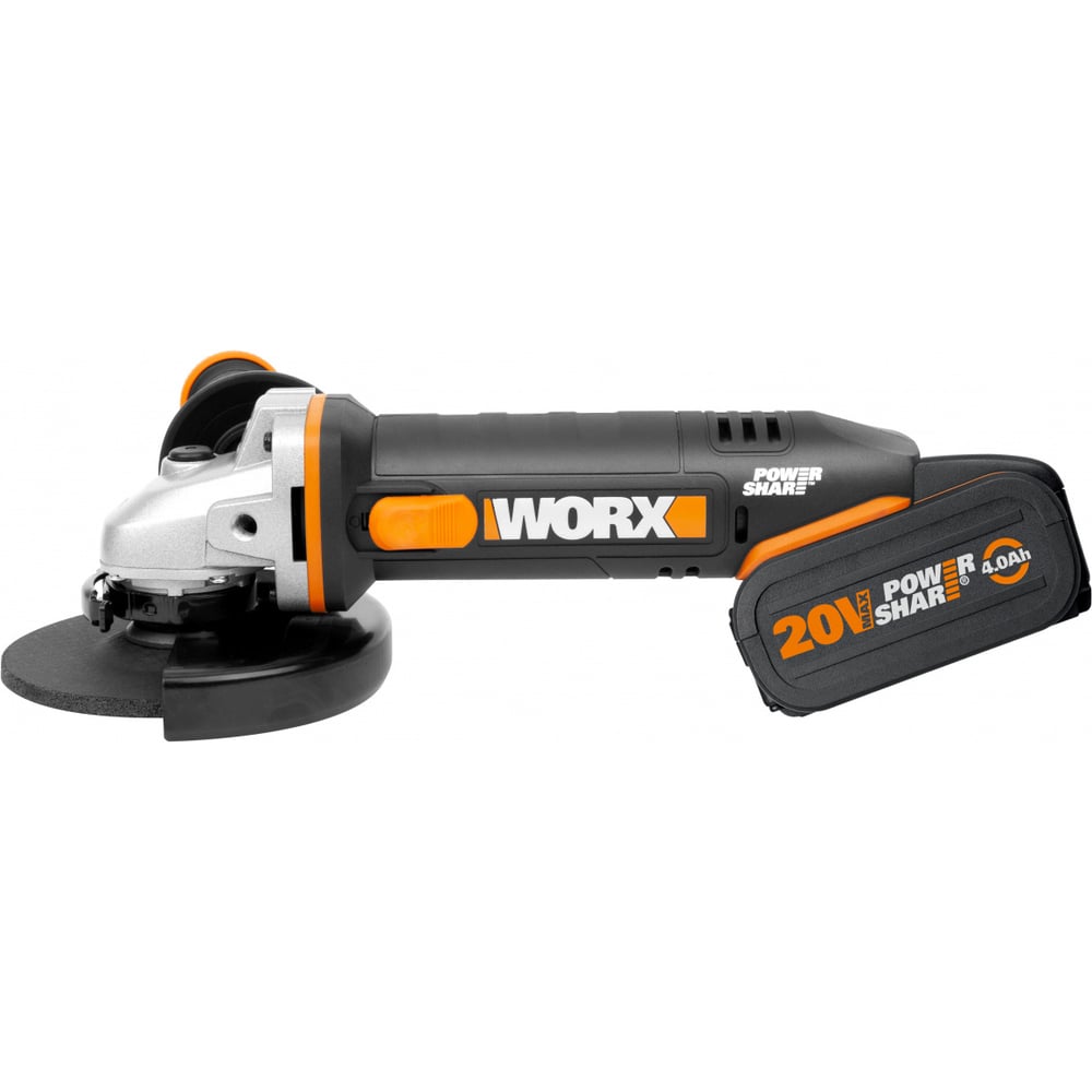 Изображение товара Аккумуляторная угловая шлифмашина WORX WX803 с двумя аккумуляторами