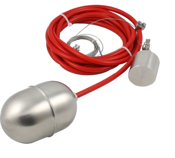 Изображение товара Поплавковый датчик уровня жидкости INNOLEVEL исполнение на кабеле 10 м, -10 +180 с, поплавок - нержавеющая сталь, кабель IL-BA-W-S-10