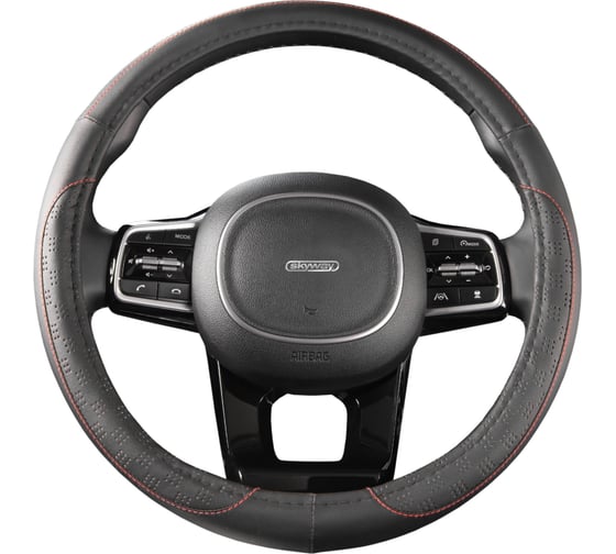 Изображение товара Оплетка SKYWAY Art-3 M черная экокожа S01102346