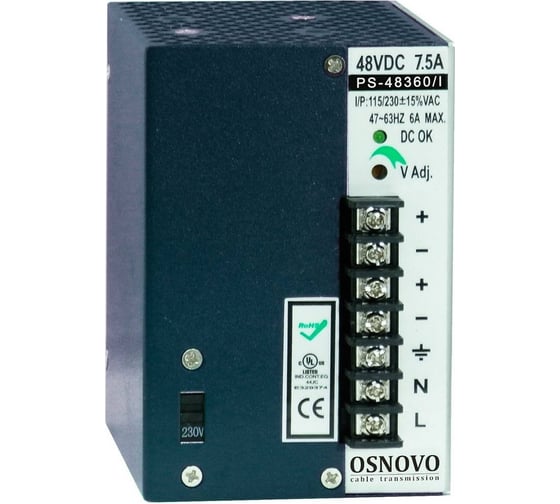 Изображение товара Промышленный блок питания OSNOVO PS-48360/I sct0971
