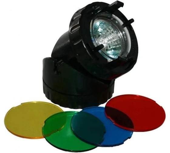 Изображение товара Подводная/надводная подсветка Jebao 12V, 10W с 4 цветными фильтрами и с подставкой JPL1