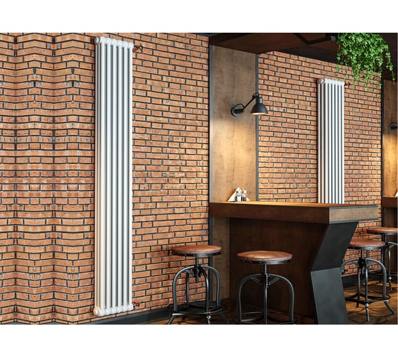 Изображение товара Вертикальный трубчатый радиатор GUARDO PILON двухтрубный 2200 мм высотой, 564 мм шириной, 12 секций, нижнее центральное подключение, белый 2T-2200 12 MK