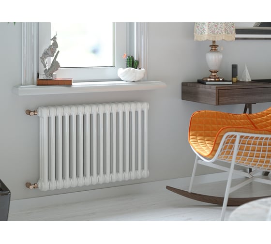 Изображение товара Трубчатый радиатор GUARDO PILON трехтрубный 565 мм высотой, 744 мм шириной, 16 секций, нижнее подключение, белый 3T-0565 16 NK