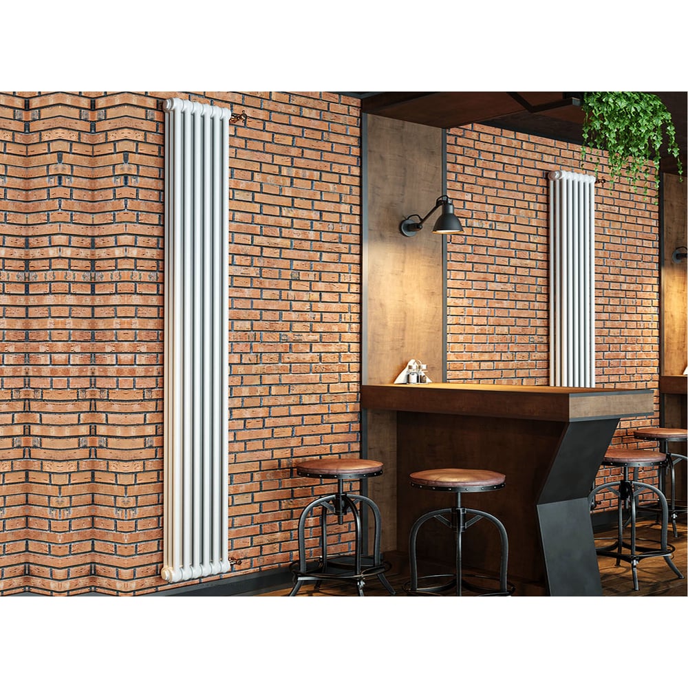 Изображение товара Вертикальный трубчатый радиатор GUARDO PILON трехтрубный 2200 мм высотой, 384 мм шириной, 8 секций, нижнее центральное подключение, белый 3T-2200 8 MK