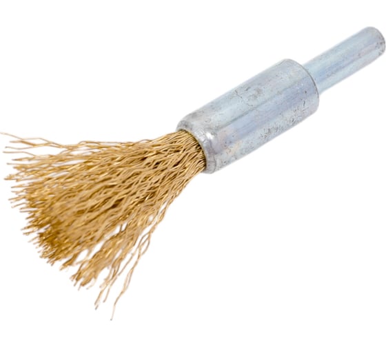 Изображение товара Щетка концевая для дрелей гофрированная латунированная сталь, 12 мм, хв-к 6 мм, BS 0.3 мм №851 Профоснастка 20212051