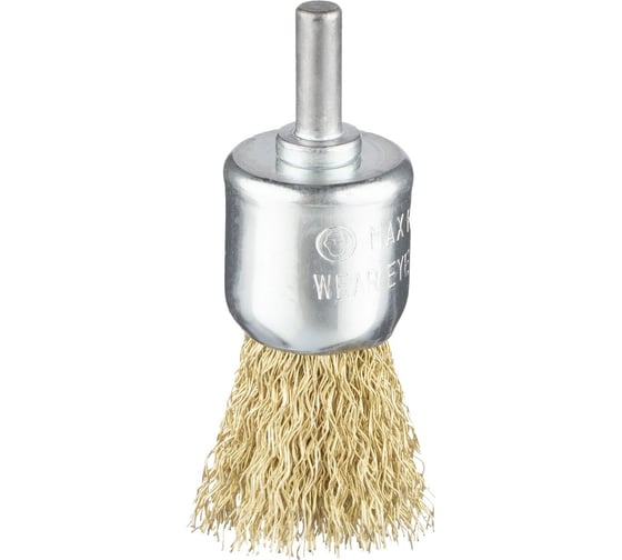 Изображение товара Щетка концевая для дрелей гофрированная латунированная сталь, 30 мм, хв-к 6 мм, BS 0.3 мм №854 Профоснастка 20212054