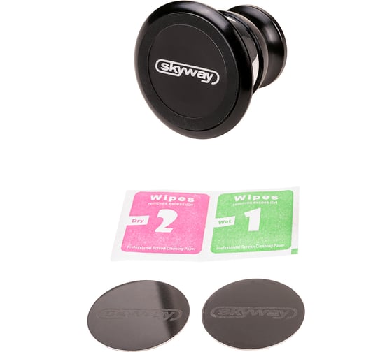 Изображение товара Магнитный держатель телефона на панель SKYWAY металл, круглый, черный S00303008